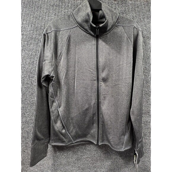 Champion C9 Front Zip Jacket Women Large Grey Herringbone Tech Fleece Thumbholes - Picture 1 of 16